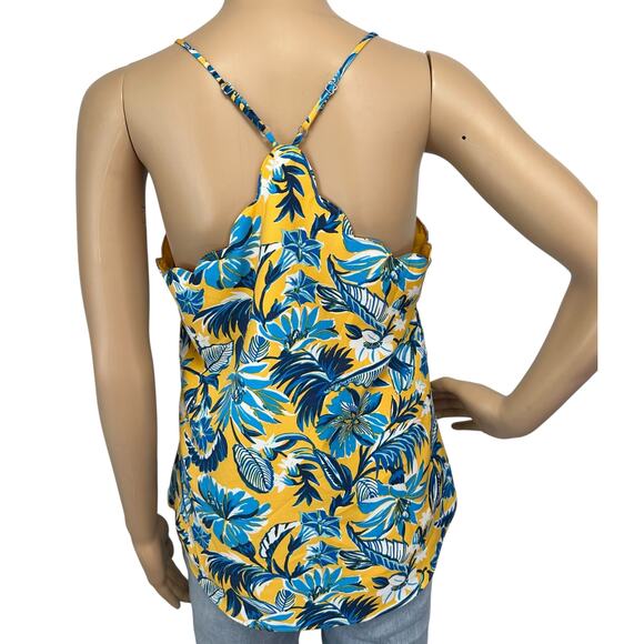 2/$30 J. Crew Floral Scalloped Cami Top Blanche Floral Yellow Blue AO912 Size 4 - Picture 5 of 13
